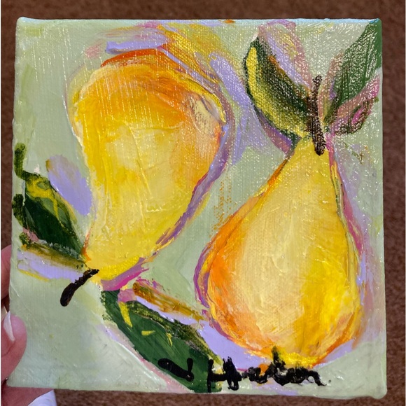 victoria heisler Art Pears On Mint Green An Original Acrylic